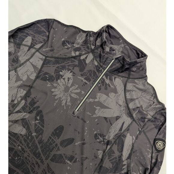 Killtec Floral Camo Gray 1/4 zip pullover performance long sleeve Wms Lg sz 14 - Picture 1 of 7